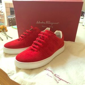 Salvatore Ferragamo Ladies Fasano Sneakers - Red